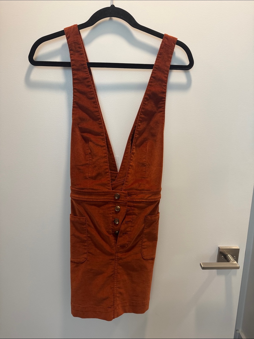 Free People Rust Corduroy Button-Front Overall Skirt